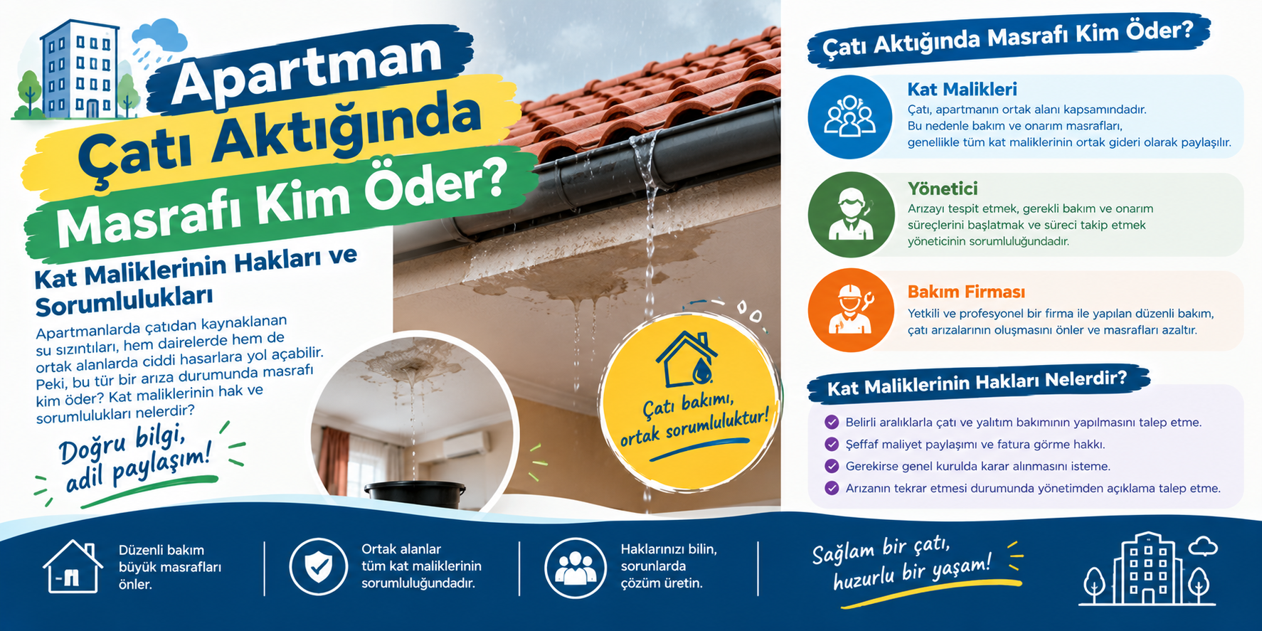 Apartman Çatı Aktığında Masrafı Kim Öder? Kat Maliklerinin Hakları ve Sorumlulukları