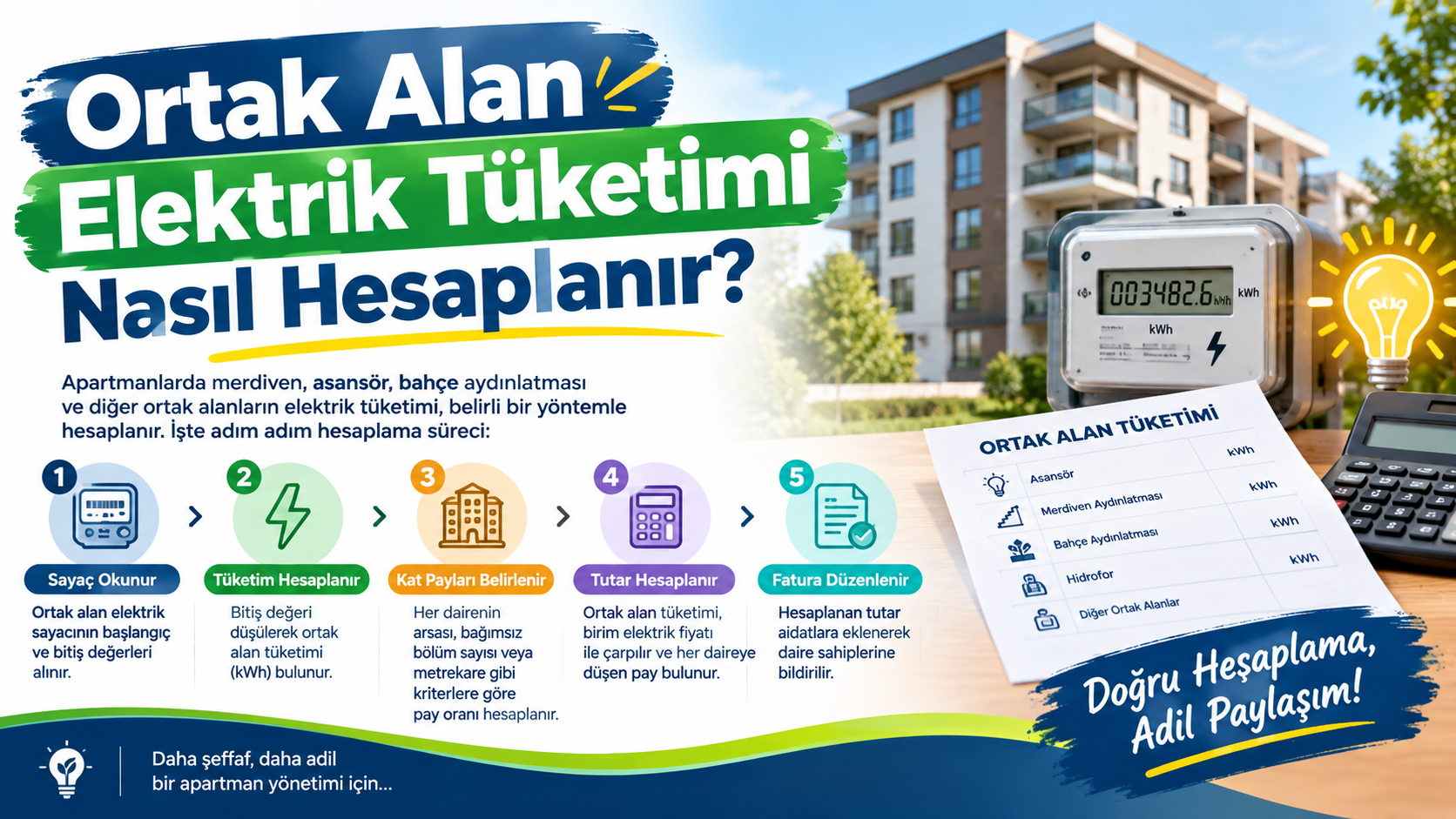 Apartman ortak alan elektrik tüketimi ve elektrik sayacı hesaplama