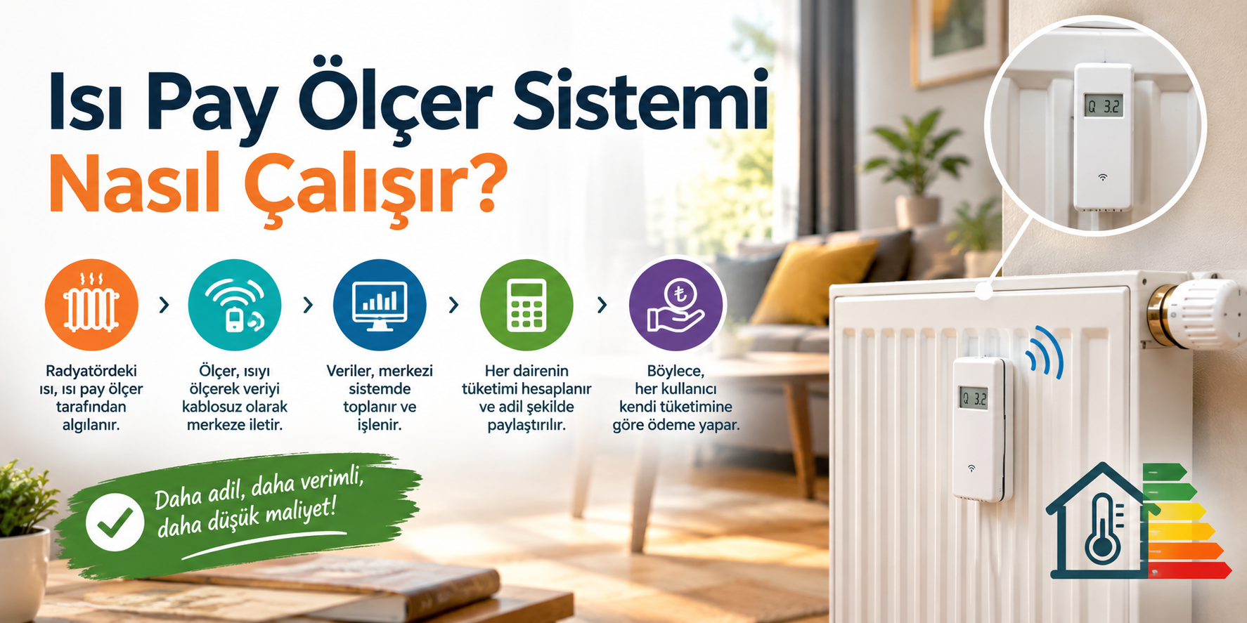 Apartman radyatöründe kullanılan ısı pay ölçer cihazı