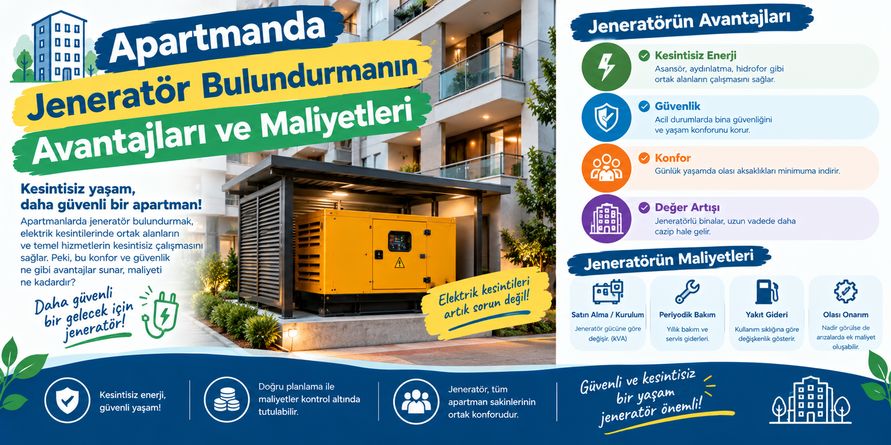Apartmanda Jeneratör Bulundurmanın Avantajları ve Maliyetleri