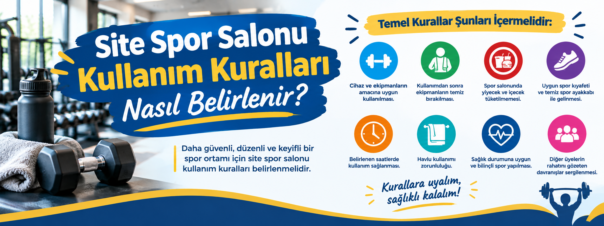 Site spor salonu kullanım kuralları ve modern fitness ekipmanları