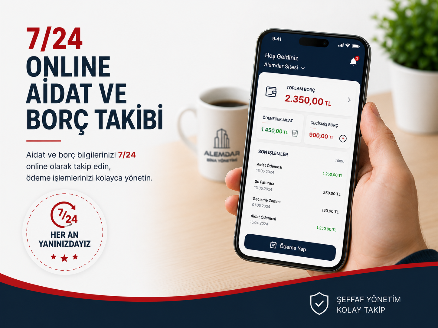 Kayseri bina yönetimi 7/24 online aidat ve borç takibi