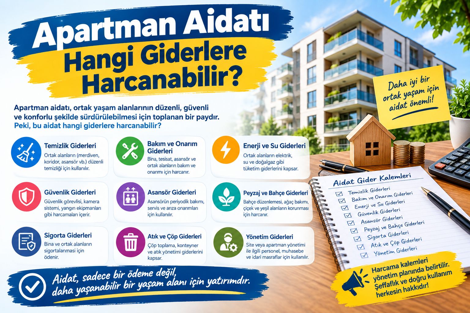 Apartman Aidatı Hangi Giderlere Harcanabilir? 2026 Rehberi